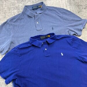 Polo Ralph Lauren Shirt Mens XL LOT OF 2 Blue Pique Knit Polo Pony Classic Fit